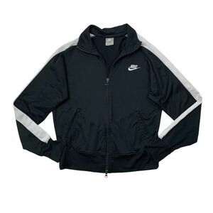 Vintage Nike Jacket Boys Youth M Medium Black White Mock Neck Track Full Zip Y2K